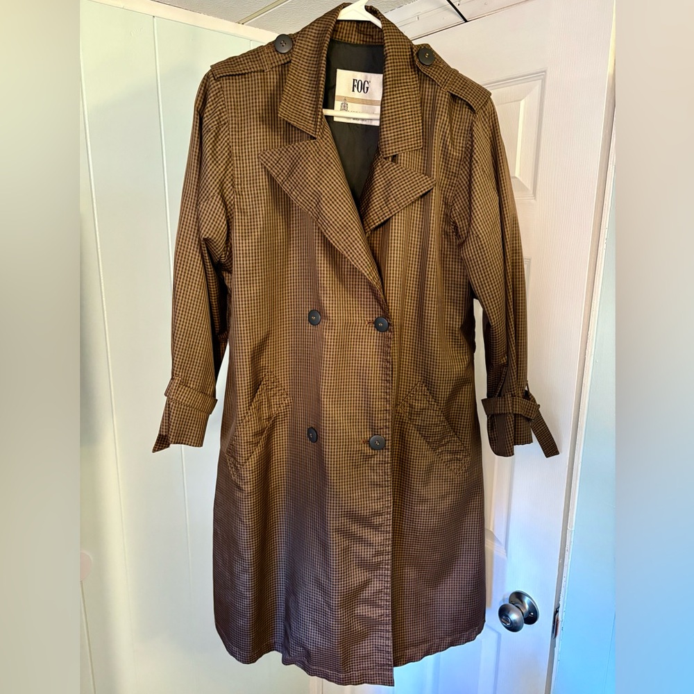 Vintage London Fog Checkered Brown Trench Coat